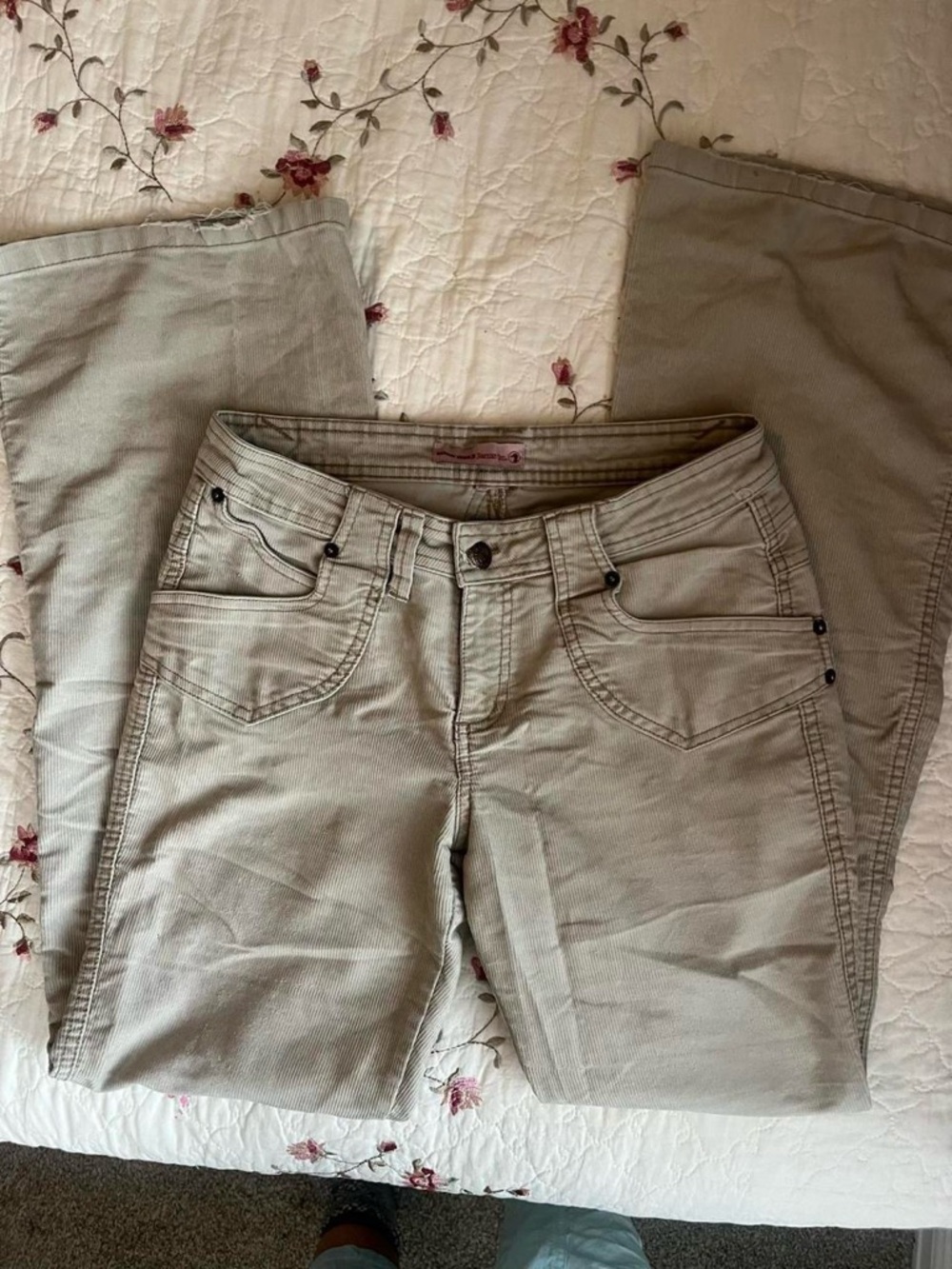 Vintage 2000s tan corduroy low rise flare pants